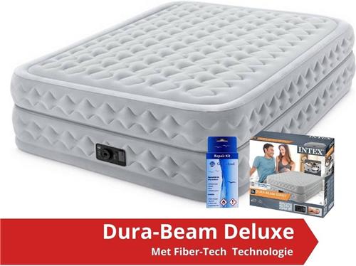 Intex Supreme Air-Flow - Luchtbed - 2 Persoons - Inclusief Ingebouwde Motorpomp en Repairset - 203x152x51 cm - PVC - Wit