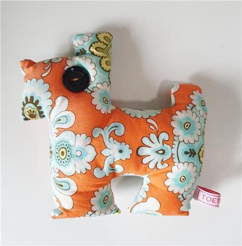 Toetie & Zo Handgemaakte Knuffel - Hond - Oranje - Bloemen - Speelgoed - Baby - Kind