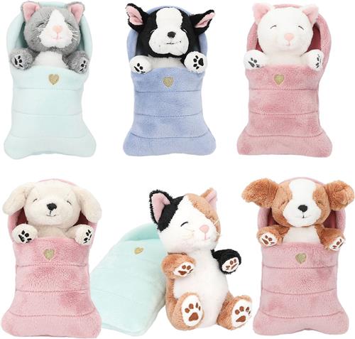 Depesche - TOPModel knuffel honden en katten in slaapzak - 1 stuk