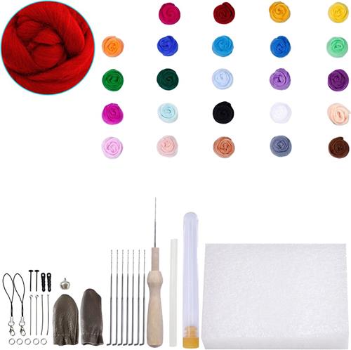 Somstyle Complete Naaldvilten Starterset - 52-Delig - Viltwol - 25 Kleuren Wol - Vilt Naalden Pakket - Droogvilten