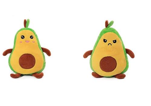 Moodknuffel - Knuffel avocado - Groen/Geel - Mood knuffel - 1 stuks - 15CM - Emotie knuffel - Reversible - Blij of sip - Cadeau - CHPN