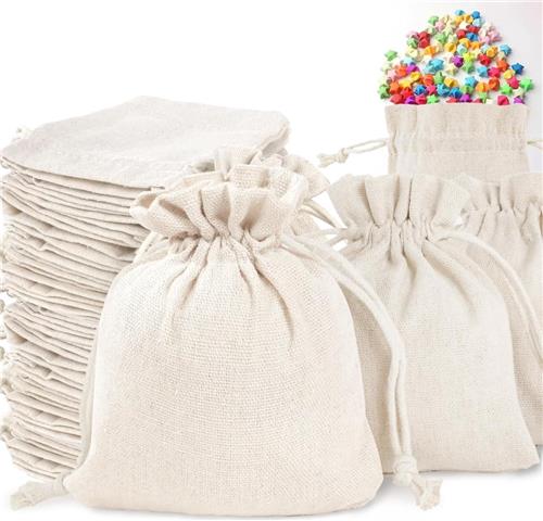 JGS ® Set van 36 Kleine Stoffen Zakjes met Trekkoord voor Creatieve Projecten en Cadeaus