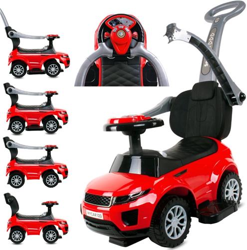 Loopauto kinderauto schuifauto vanaf 2 jaar en duwauto met claxon en muziek, opbergruimte onder de zitting (Rood)