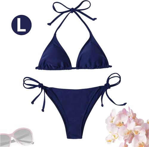 Livano Bikini Dames - Meisjes Bikini - Badpak - Push Up - Vrouwen Badkleding - Zwemmen - Sexy Set - Top & Broekje - Marineblauw - Maat L
