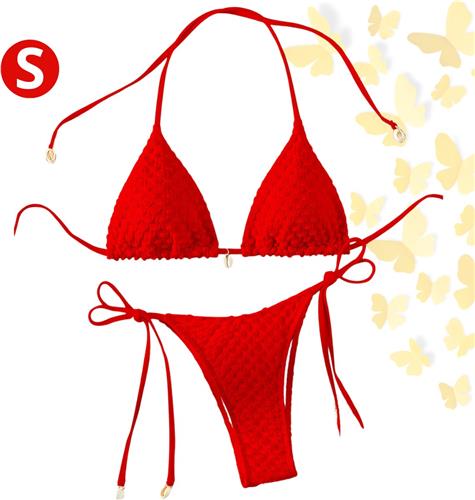 Livano Bikini Dames - Meisjes Bikini - Badpak - Push Up - Vrouwen Badkleding - Zwemmen - Sexy Set - Top & Broekje - Rood - Maat S