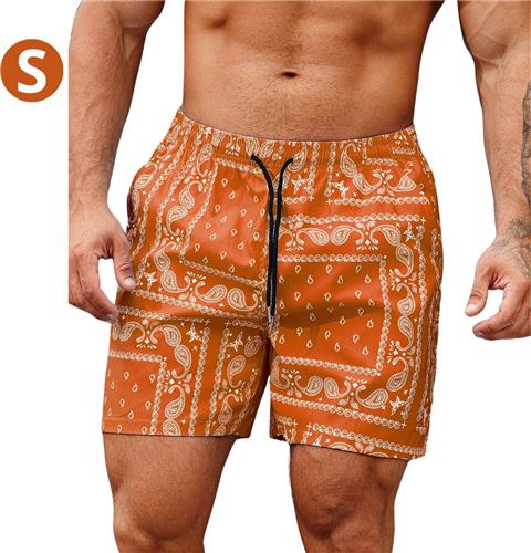 Nivard Zwembroek Heren - Zwem Broek Mannen - Badkleding - Zwemmen - Jongens - Swimming Shorts - Zomerbroek - Met Zakken - Rood Oranje - Maat S
