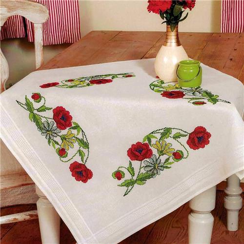 Ibenzoa® Volledig Borduurpakket voor Kruissteek met Voorgetekend Katoenen Tafelkleed en Accessoires voor Volwassenen