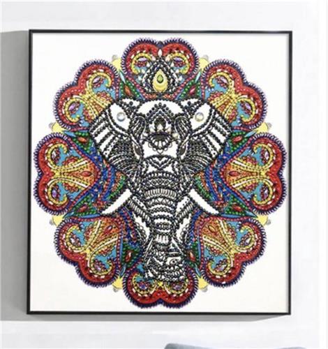 CHPN - Diamond painting - Olifant - Olifant diamant schilderij - Set met sorteerdoos - Olifant-gekleurd - 30/30cm - Creatief met diamantjes - Knutselen - Cadeau