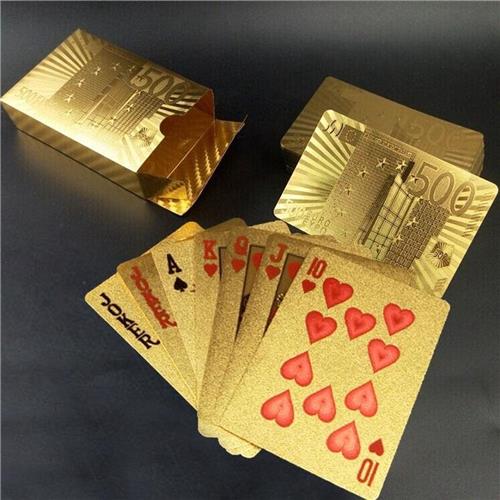New Age Devi - Luxe Gouden Speelkaarten - Pokerkaarten met 500 euro print - Waterbestendig en Buigbaar!