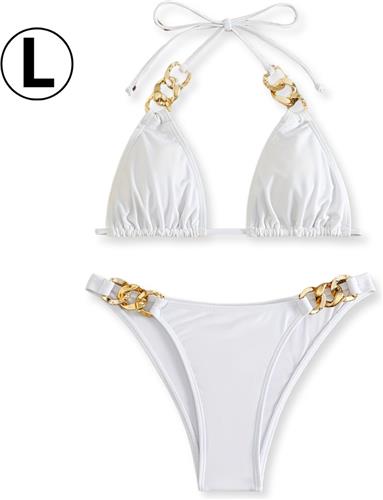 Nivard Bikini Dames - Meisjes Bikini - Badpak - Push Up - Vrouwen Badkleding - Zwemmen - Sexy Set - Top & Broekje - Wit - Maat L