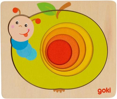 Goki houten lagenpuzzel Rups in appel - 5-delig