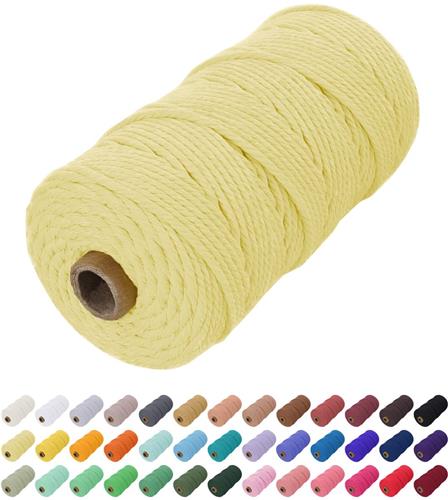 Ibenzoa® Zacht en Natuurlijk Katoenen Macrametouw voor Creatieve Projecten, 200 m Lengte