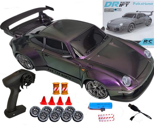 PolkaHome® Zeer snelle RC auto drift - RC drift car - RC car - RC auto drift speelgoed - Drift auto afstandsbestuurbaar 20km/uur 1:24 Afstandsbediening Driftauto, 2.4Ghz 4WD Afstandsbediening Auto, bestuurbare auto, Speelgoed voor jongens en meisjes