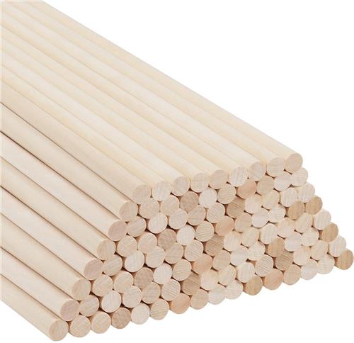 Ibenzoa® Extra Lange Ronde Houten Stokjes voor Creatieve Knutsel- en Kunstprojecten, Berkenhout, 100 Stuks