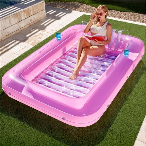 Lexium Tanning bed  Tanning pool  Opblaasbaar luchtbed  Zwembadmatras met rugleuning  Zwembad ligbed volwassenen  Drijvend luchtbed  Pool float  Opblaasbare tanning lounger  Luchtbed met bekerhouder 