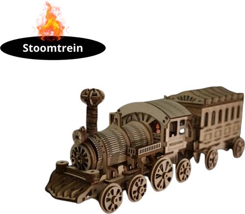 Bovista Bouwpakket Hout - Kinderen - Volwassenen - Bouwpakketten Volwassenen - Boot - Houten Puzzel - 3D - Stoomtrein