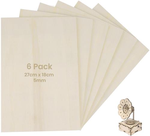 Unyqoos ® Creatieve Set van 6 Multiplex Houten Platen voor Diverse Kunstprojecten en Handwerken