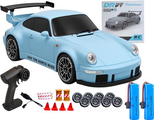 PolkaHome® Zeer snelle RC auto drift- RC drift car- RC car speelgoed- Drift auto afstandsbestuurbaar 20km/uur 1:24 Afstandsbediening Driftauto, inclusief 2 batterijen, 2.4Ghz 4WD bestuurbare Auto, Speelgoed voor jongens en meisjes