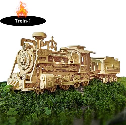 Livano Bouwpakket Hout - Kinderen - Volwassenen - Bouwpakketten Volwassenen - Boot - Houten Puzzel - 3D - Trein