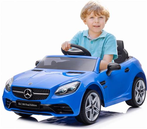 Mercedes elektrische kinderauto van 3 jaar, motorvermogen 2x30W, stuur met geluid, veiligheidsgordels (Blauw)