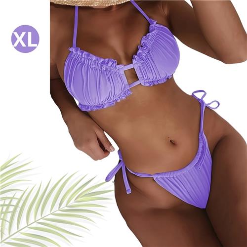 Livano Bikini Dames - Meisjes Bikini - Badpak - Push Up - Vrouwen Badkleding - Zwemmen - Sexy Set - Top & Broekje - Paars - Maat XL