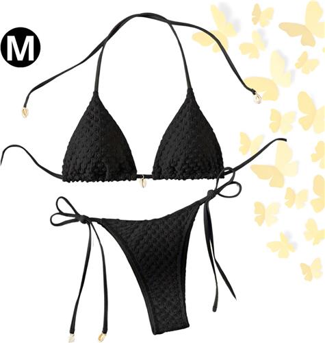 Livano Bikini Dames - Meisjes Bikini - Badpak - Push Up - Vrouwen Badkleding - Zwemmen - Sexy Set - Top & Broekje - Zwart - Maat M