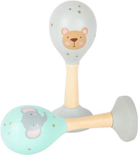 Small Foot - Houten Baby Rammelaar Maracas Dier, Set van 2