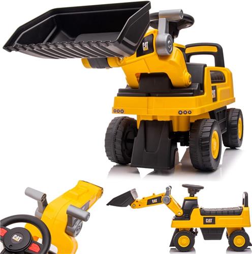 Loopauto voor kinderen Bouwlader, Zitgraafmachine voor kinderen vanaf 1 jaar met ingebouwd opbergvak, duwauto kindergraafmachine met 2 geluidsknoppen, zandgraafmachine, schopgraafmachine