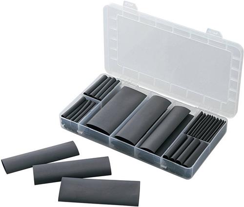 TRU COMPONENTS 1566430 Krimpkous assortiment Zwart Krimpverhouding:4:1 61 onderdelen