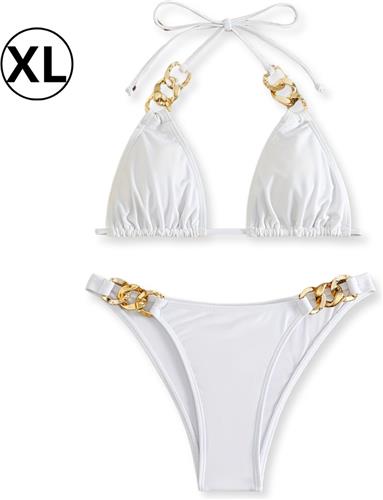 Nivard Bikini Dames - Meisjes Bikini - Badpak - Push Up - Vrouwen Badkleding - Zwemmen - Sexy Set - Top & Broekje - Wit - Maat XL