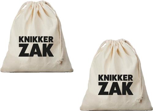 Canvas knikkerzak / knikker opbergzakje - 2x - met koord - 25 x 30 cm - knikkertas - speelgoed knikkers