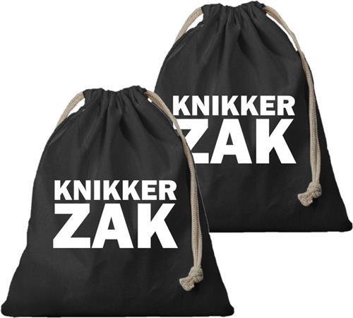 6x Katoenen canvas knikkerzak zwart met sluitkoord voor jongens en meisjes - Opbergzakje knikkers - Grote knikkerzaken