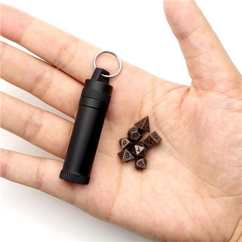 Dice Tray Mini Dobbelstenen Set - Kleine Metalen DND Dobbelstenen - Draagbare Antieke Koper Metalen Dobbelstenen Set - Sleutelhanger dice tray