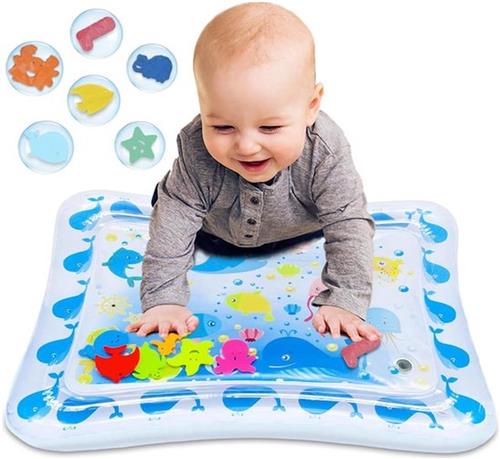 Waterspeelmat Tummy Time Opblaasbare Speelmat voor Baby en Peuters - Activiteitencentrum voor 3 6 9 Maanden - Pasgeboren Jongen Meisje - BPA Vrij Waterspeelmat