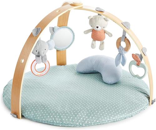 Goodivery ® Zachte Speelmat met Houten Boog en Afneembare Speeltjes voor Baby's Ontwikkeling