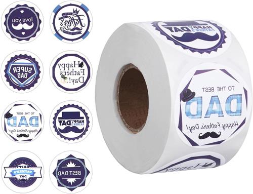 Inovra - Vaderdag Sticker Set - 500 stuks | 1.5 inch - Cadeau tags voor Vaderdag - Feestbenodigdheden voor Gift Bags, Dozen, Kaarten & Enveloppen