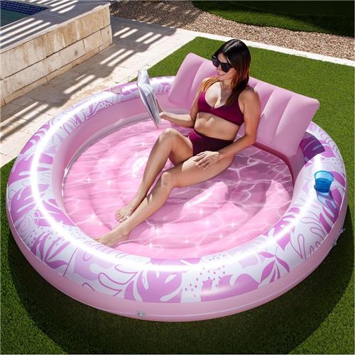 Lexium Tanning bed  Tanning pool  Opblaasbaar luchtbed  Zwembadmatras met rugleuning  Zwembad ligbed volwassenen  Drijvend luchtbed  Pool float  Opblaasbare tanning lounger  Luchtbed met bekerhouder 