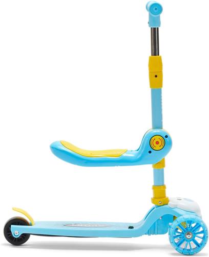 Kinderstep met 3 Wielen- 3-Wiel Stepje met Verstelbare Zitting - Blauw