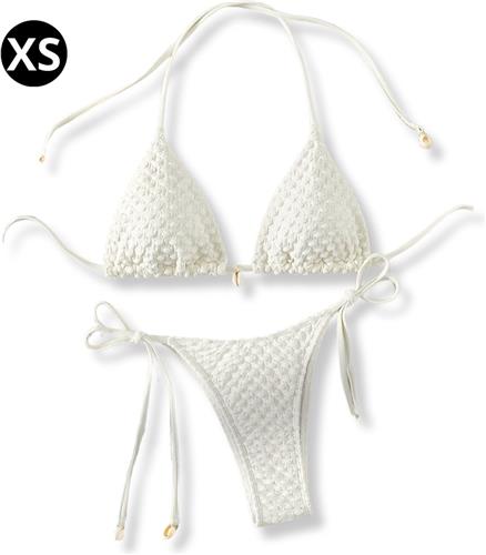 Nivard Bikini Dames - Meisjes Bikini - Badpak - Push Up - Vrouwen Badkleding - Zwemmen - Sexy Set - Top & Broekje - Wit - Maat XS