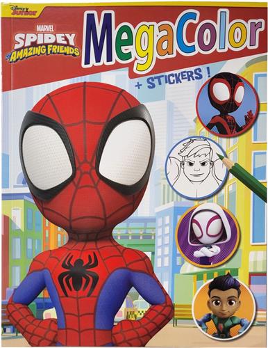 Marvel Spidey - MegaColor Disney kleur- en stickerboek - Marvel Spidey and his Amazing friends - Extra dik! - Kleurboek met 25 stickers - +/- 130 Kleurplaten - Knutselen voor kinderen - Geschikt voor kleurpotloden - Kleuren - Cadeau - Knutselen