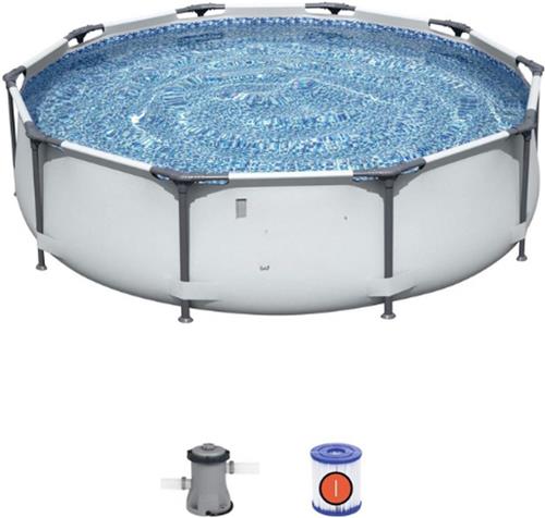 Steel-Pro-Max-Zwembadset-305cm-X-76cm-Rond-Met-Filterpomp-Meerkleurig-Stalen-Frame-Familie-Buitenzwembad-Zomerplezier