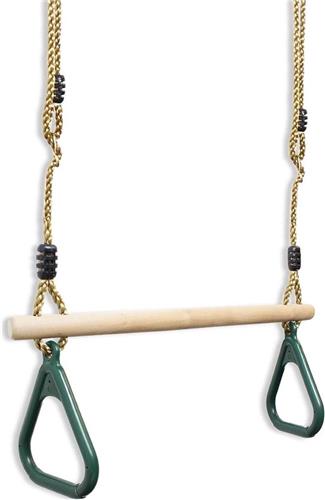 Trapezium van hout ringen en gymnastiekstang voor kinderen - groen - kunststof (PP PE)