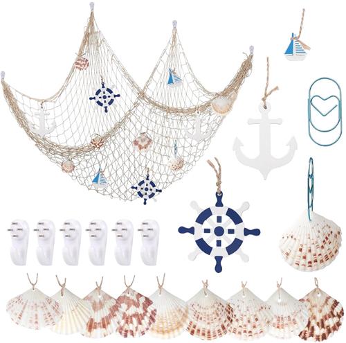 Boraboi ® Unieke Nautische Decoratie Set met Visnet en Accessoires voor Thuis en Feest