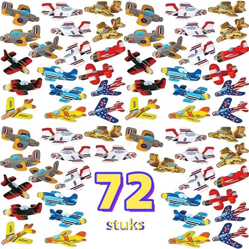 Nivard Zweefvliegtuig - Foam - Werpvliegtuig - Speelgoed - Schuim Vliegtuig - Buitenspeelgoed - Jongens - Meisjes - 72 Stuks