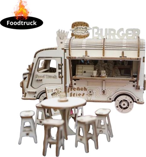 Livano Bouwpakket Hout - Kinderen - Volwassenen - Bouwpakketten Volwassenen - Boot - Houten Puzzel - 3D - Foodtruck