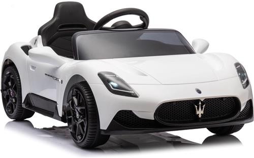 sun baby Elektrische kinderauto Maserati GT Cabrio vanaf 3 jaar, Loopauto met lichtfuncties, afstandsbediening, MP3-speler, USB, Bluetooth (Wit)