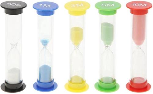 New Age Devi - Set van 5 Zandlopers 30 Sec 1 3 5 en 10 Min Timers voor Yoga Douchen Tandenpoetsen en Meer