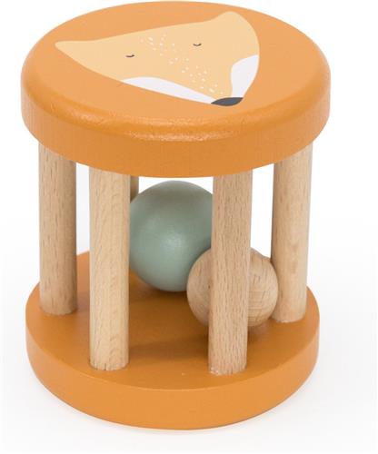 Trixie Houten Rollende Rammelaar - Mr. Fox - Eerste speelgoed baby - Kraamcadeau - Voor Jongens & Meisjes