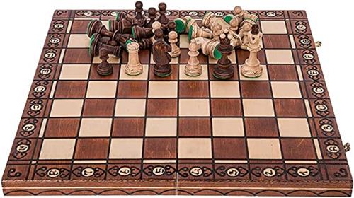 Schaakbord \ Chess figures and chessboard made of wood - Houten schaakspel, draagbaar houten schaakbord Handgemaakt schaakbordspel voor familiefeestactiviteiten