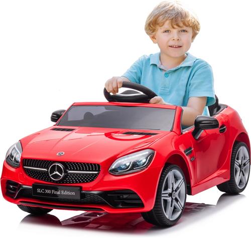 Mercedes elektrische kinderauto van 3 jaar, motorvermogen 2x30W, stuur met geluid, veiligheidsgordels (Rode)